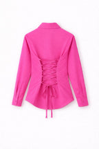 Hot Pink Fitted Button Down Shirt