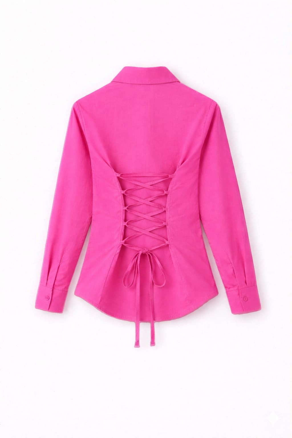 Hot Pink Fitted Button Down Shirt