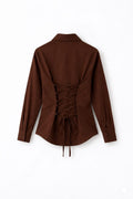 Dark Brown Fitted Button Down Shirt