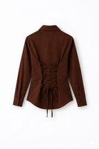 Dark Brown Fitted Button Down Shirt