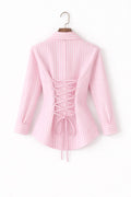 Pink Lining Fitted Button Down Shirt