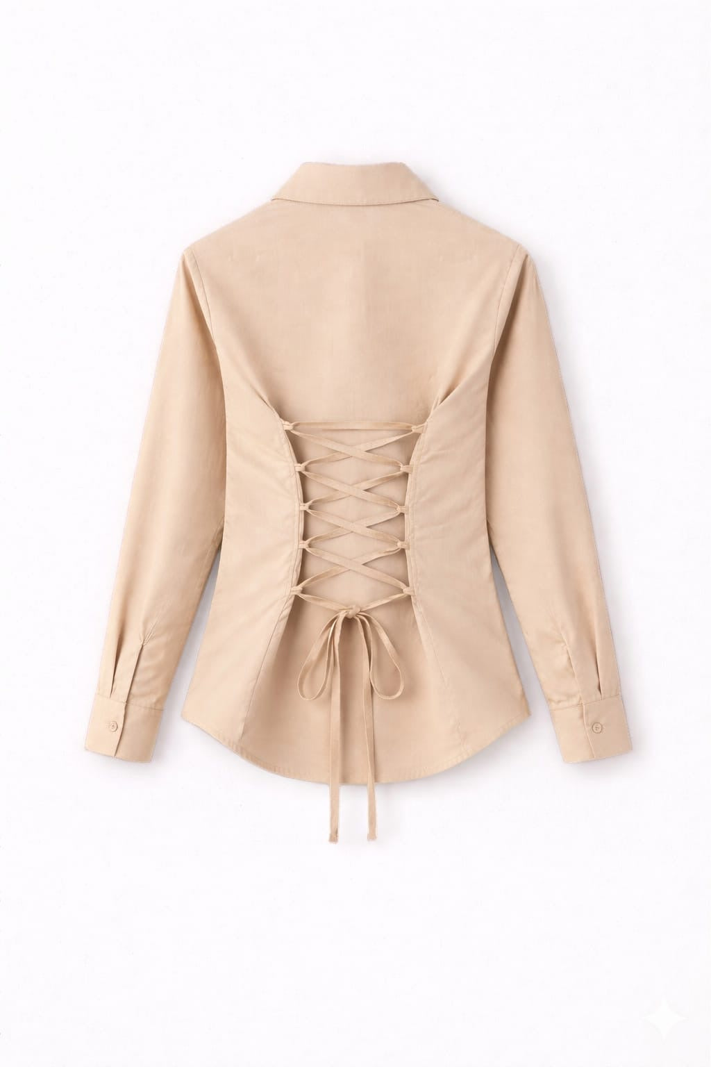 Beige Fitted Button Down Shirt
