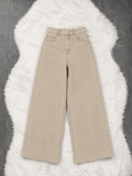 Beige Wide-Leg Jeans