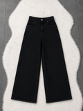 Sporty Black Wide-Leg Pants