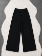 Sporty Black Wide-Leg Pants