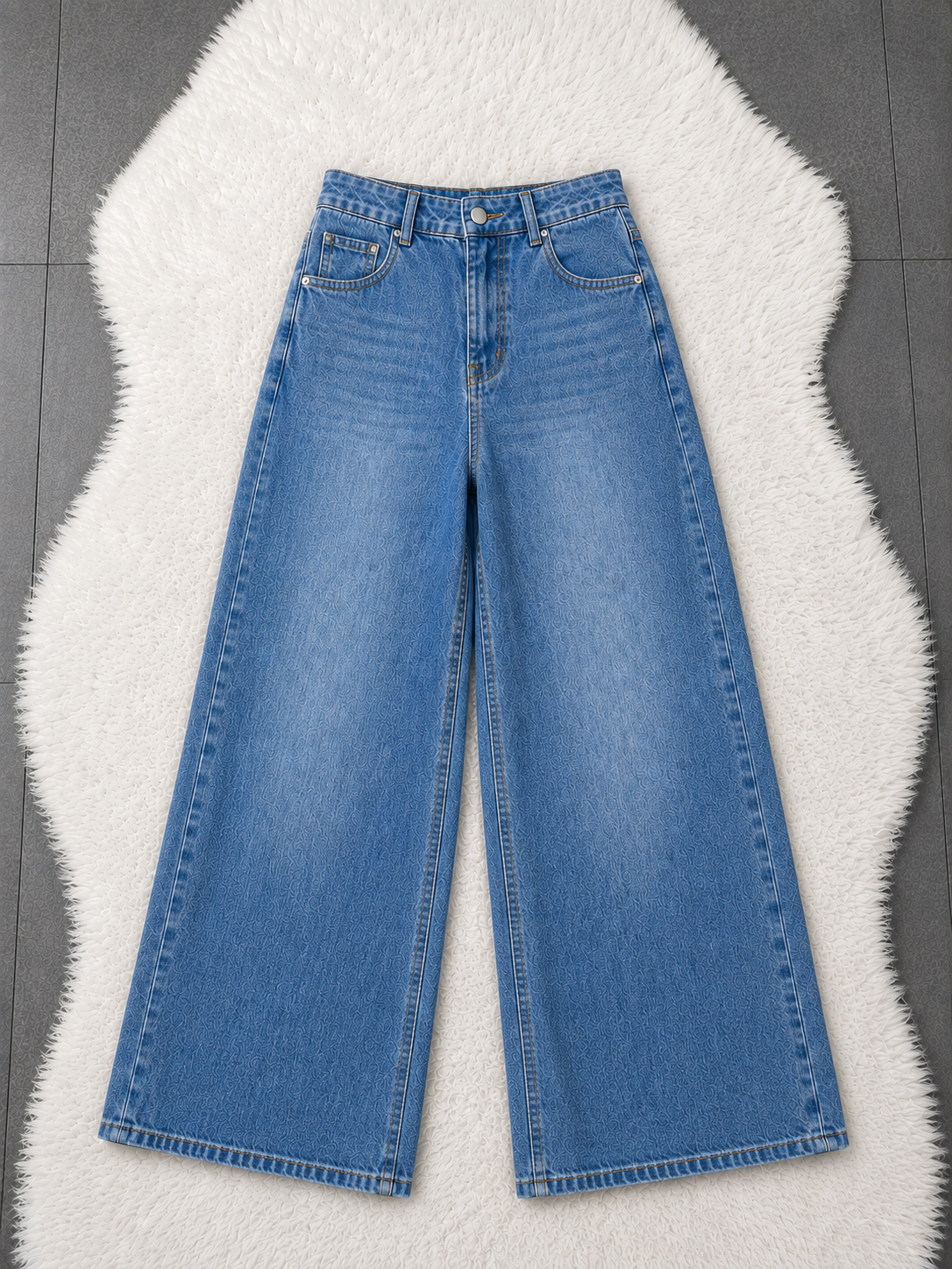 Classic Blue Wide-Leg Denim Jeans