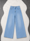 Sky Blue Wide-Leg Denim Jeans