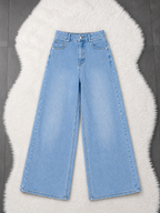 Sky Blue Wide-Leg Denim Jeans