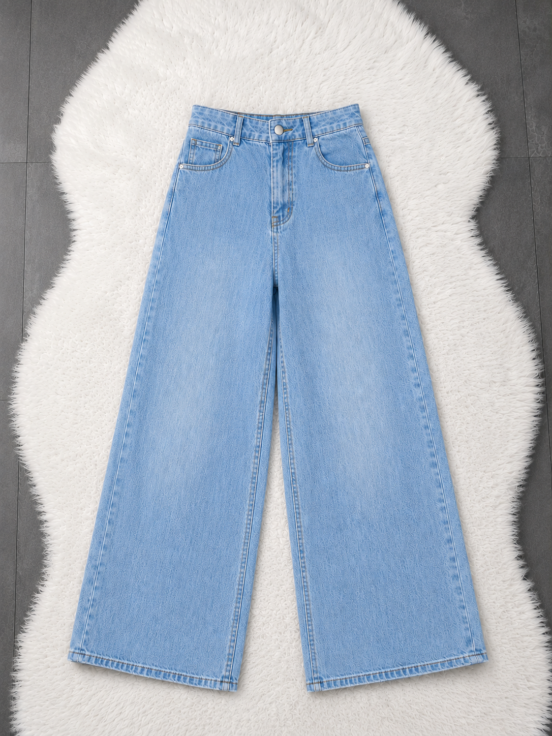 Sky Blue Wide-Leg Denim Jeans
