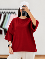 Red Drop Shoulder Tee
