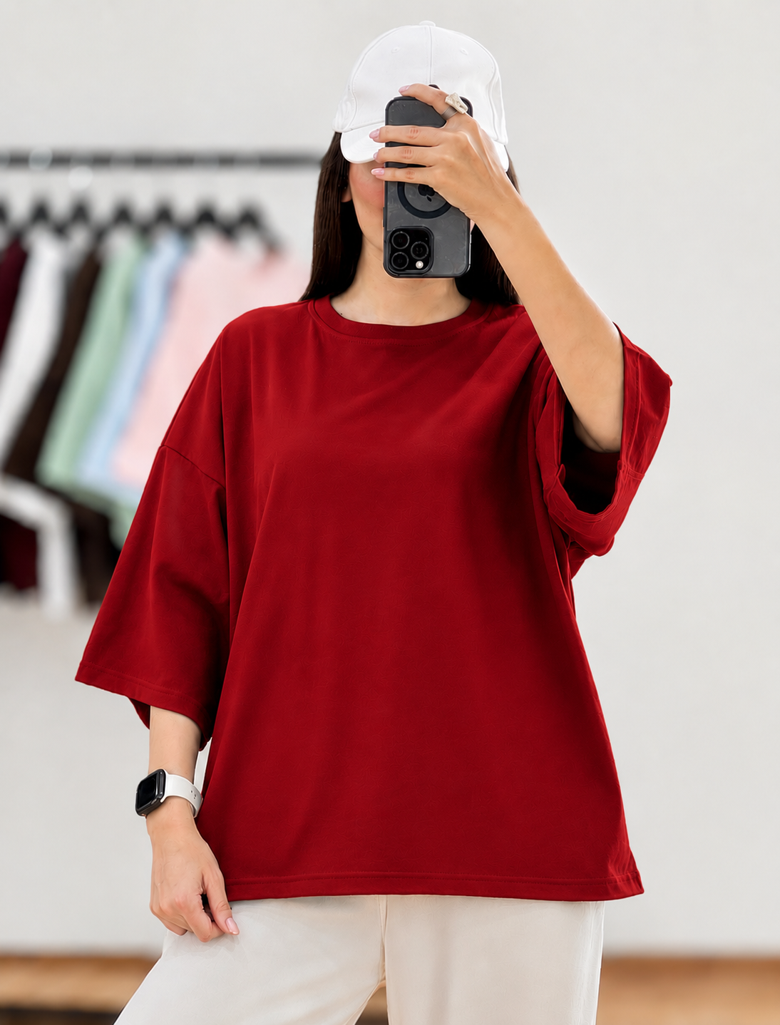 Red Drop Shoulder Tee