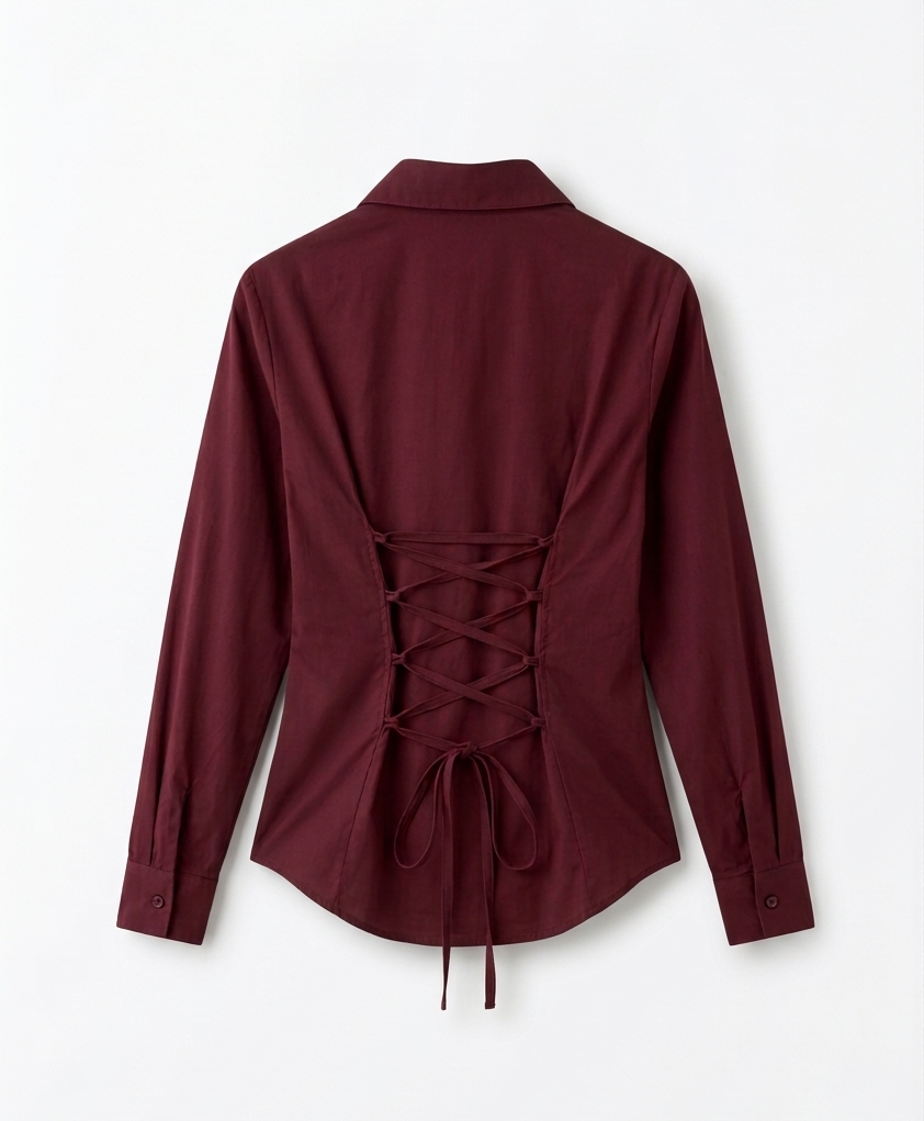 Maroon Fitted Button Down Shirt
