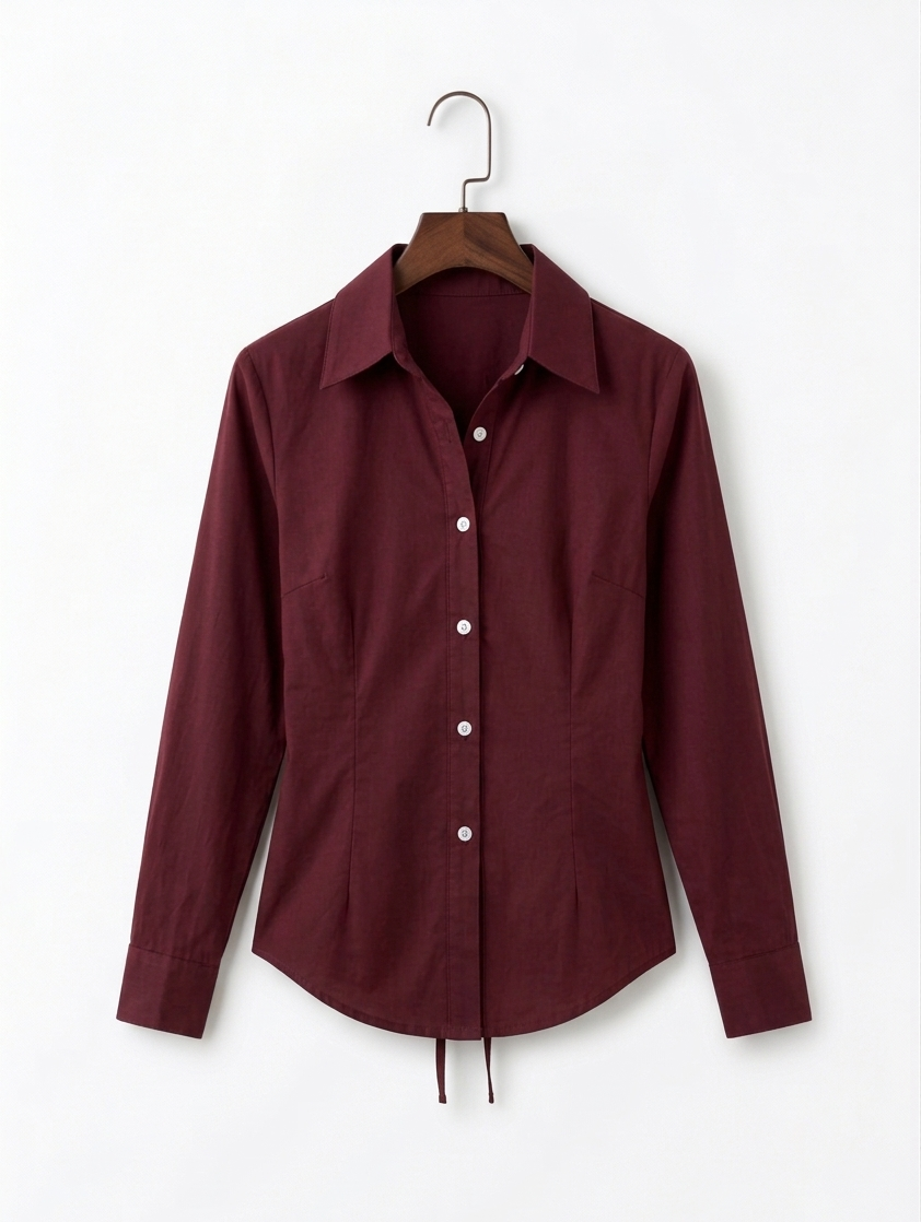 Maroon Fitted Button Down Shirt