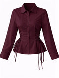 Corset Fit Shirt-Maroon
