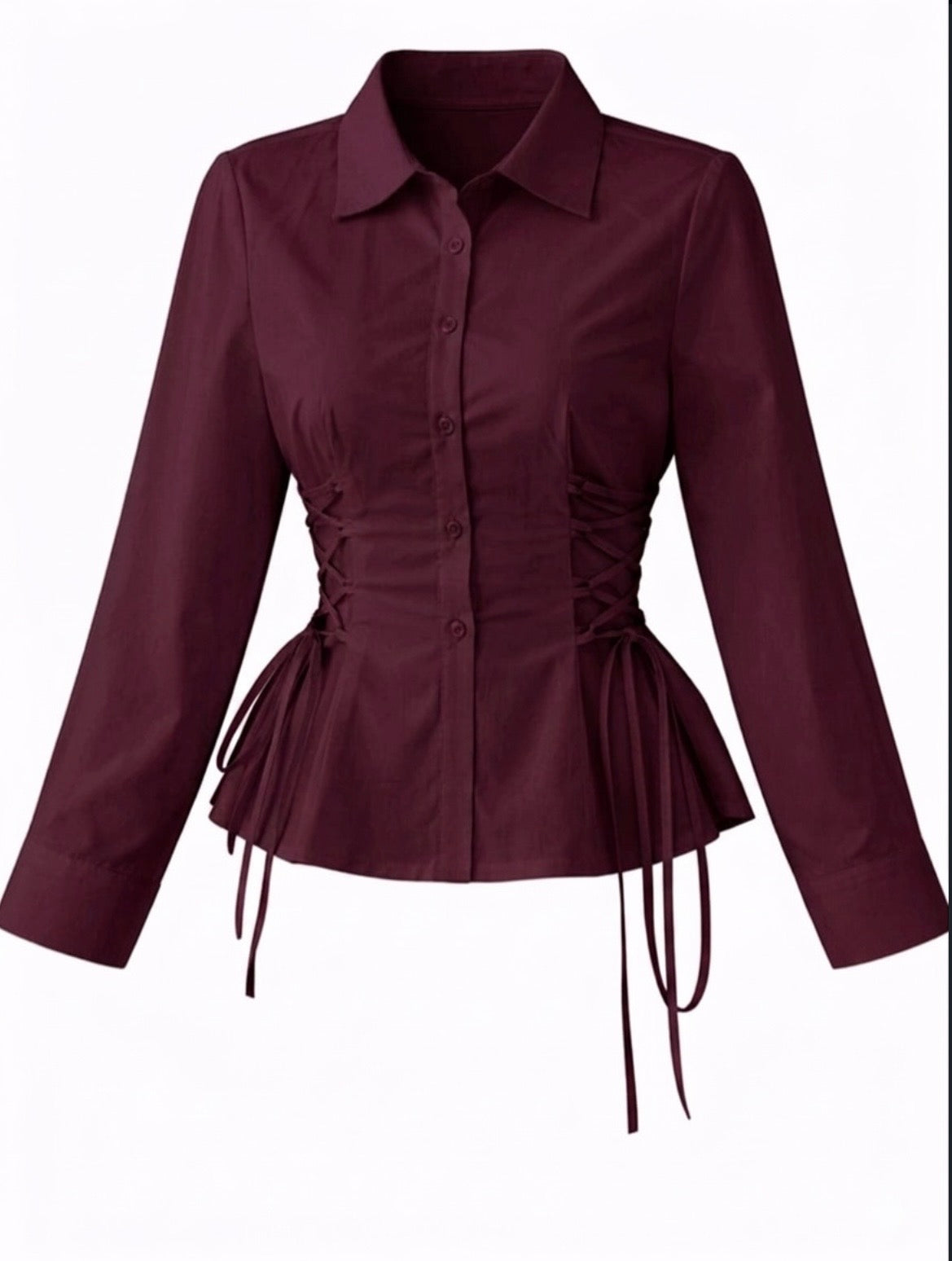 Corset Fit Shirt-Maroon