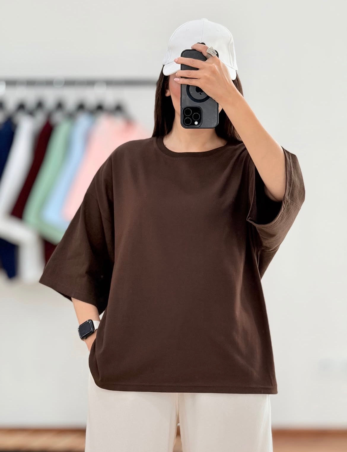 Dark-Brown Drop Shoulder Tee