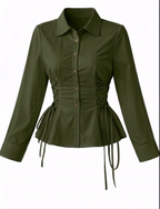 Corset Fit Shirt-Olive Green