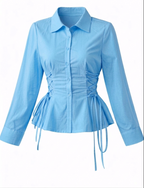 Corset Fit Shirt-Sky Blue