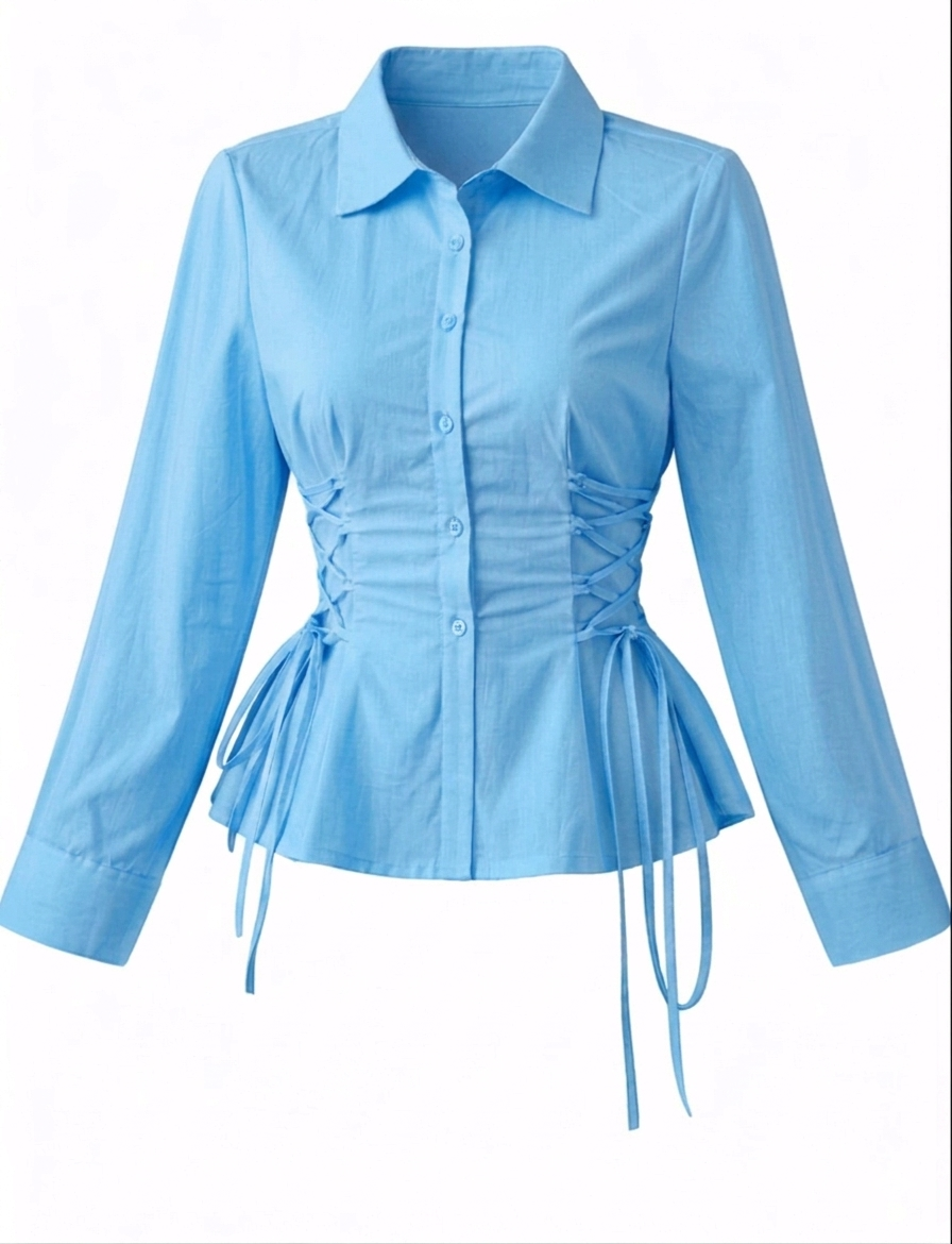 Corset Fit Shirt-Sky Blue