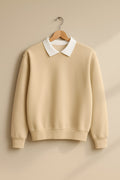 Beige Classic White Collar Sweatshirt
