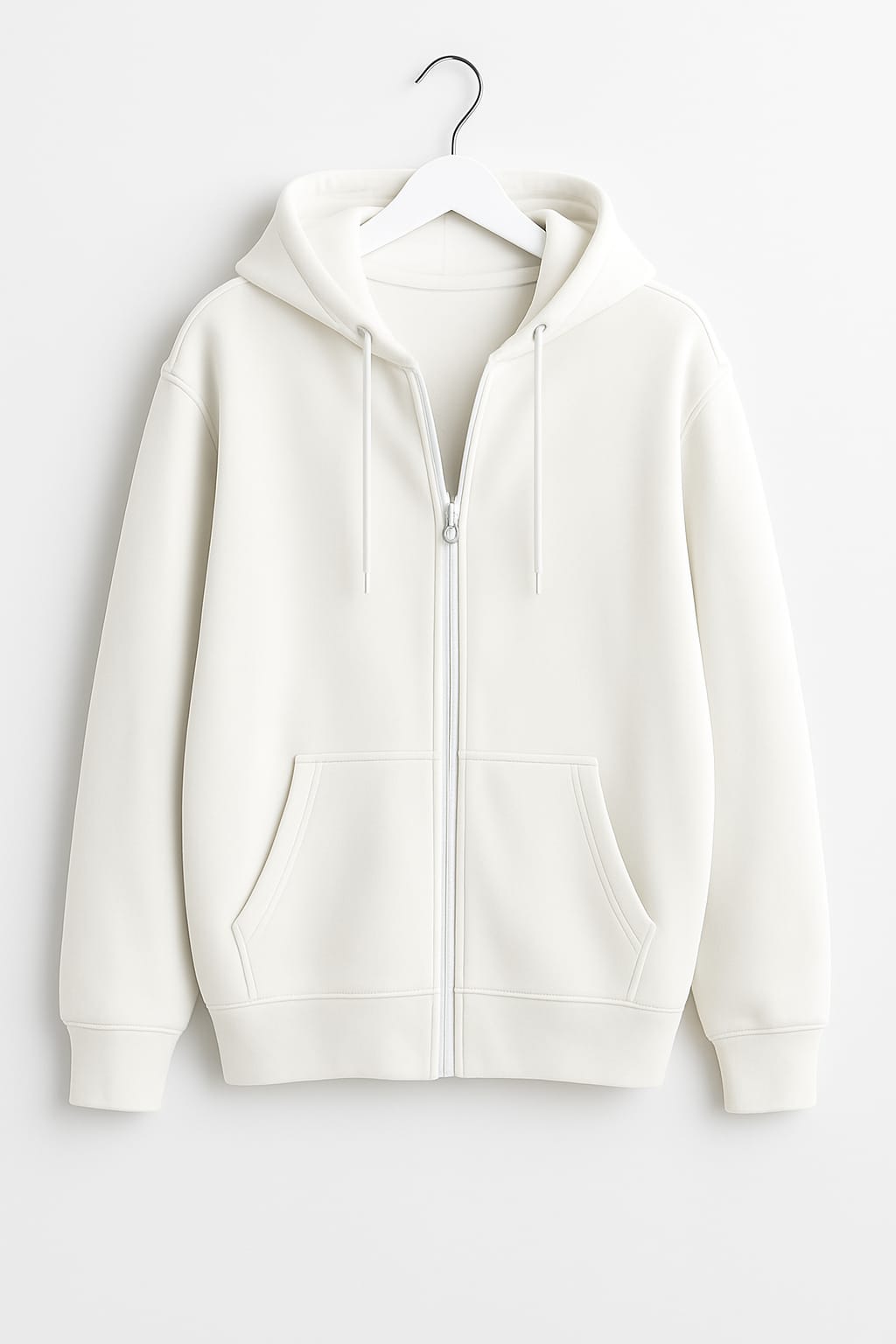 White Zipper Hoodie