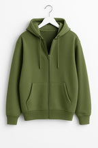 Olive Green Zipper Hoodie