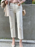 Straight-Leg Off-White Jeans For Women's