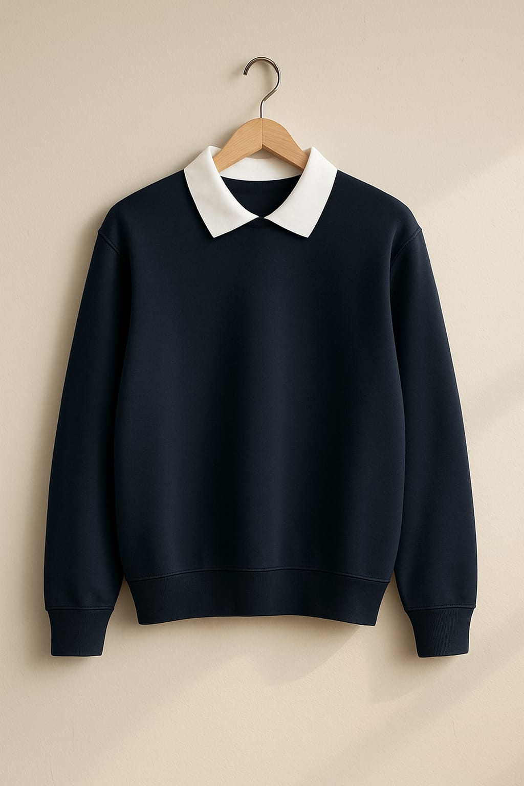 Navy Blue Classic White Collar Sweatshirt