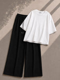 White Oversized Tee With Black Flapper Trouser