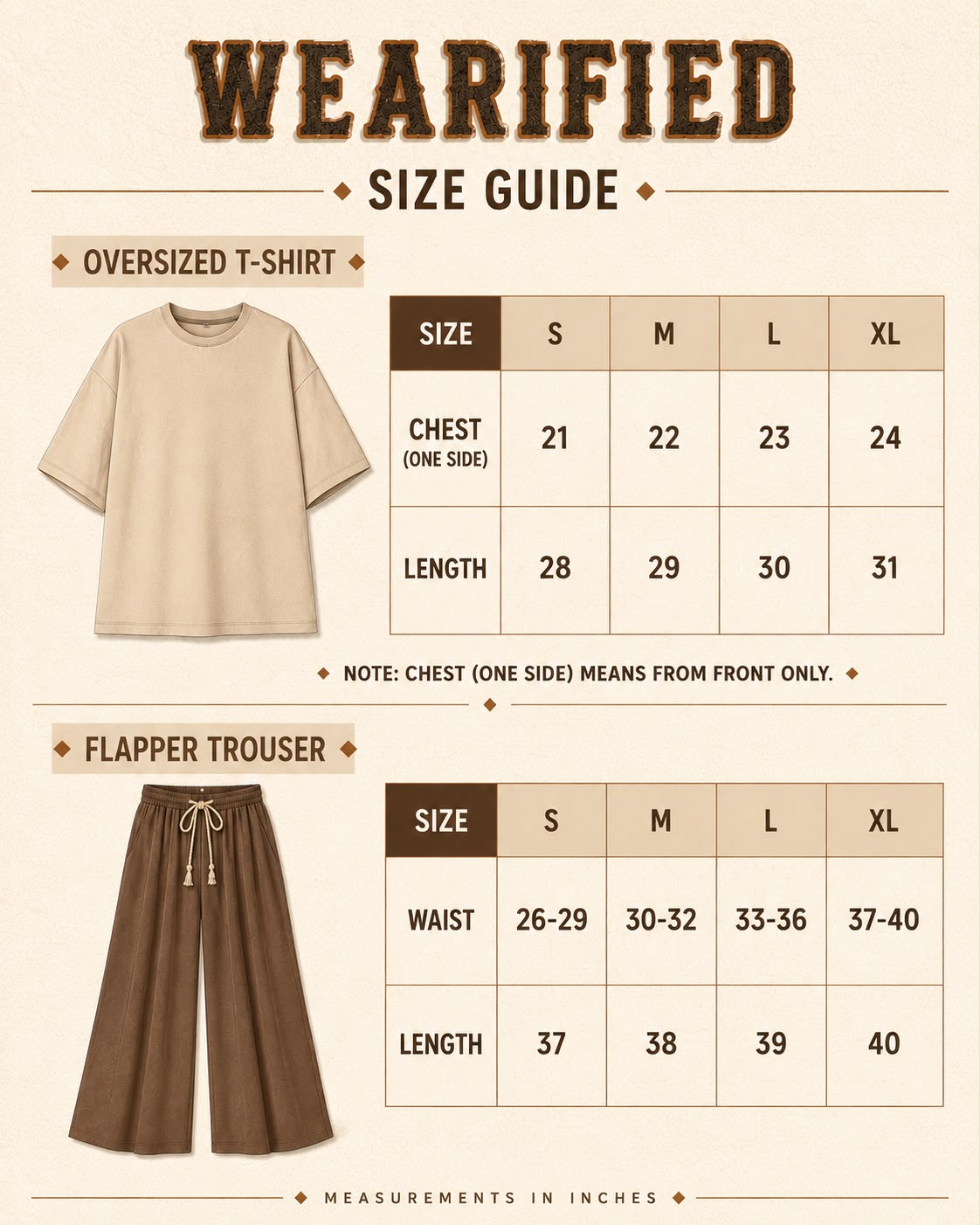 Beige Oversized Tee With Black Flapper Trouser