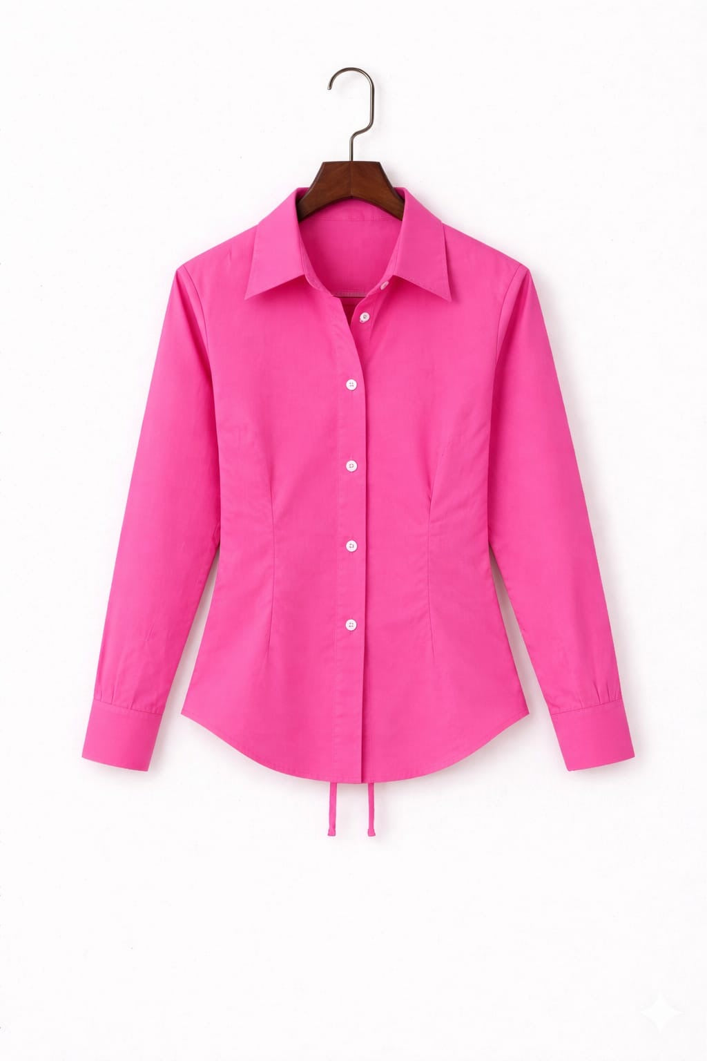 Hot Pink Fitted Button Down Shirt