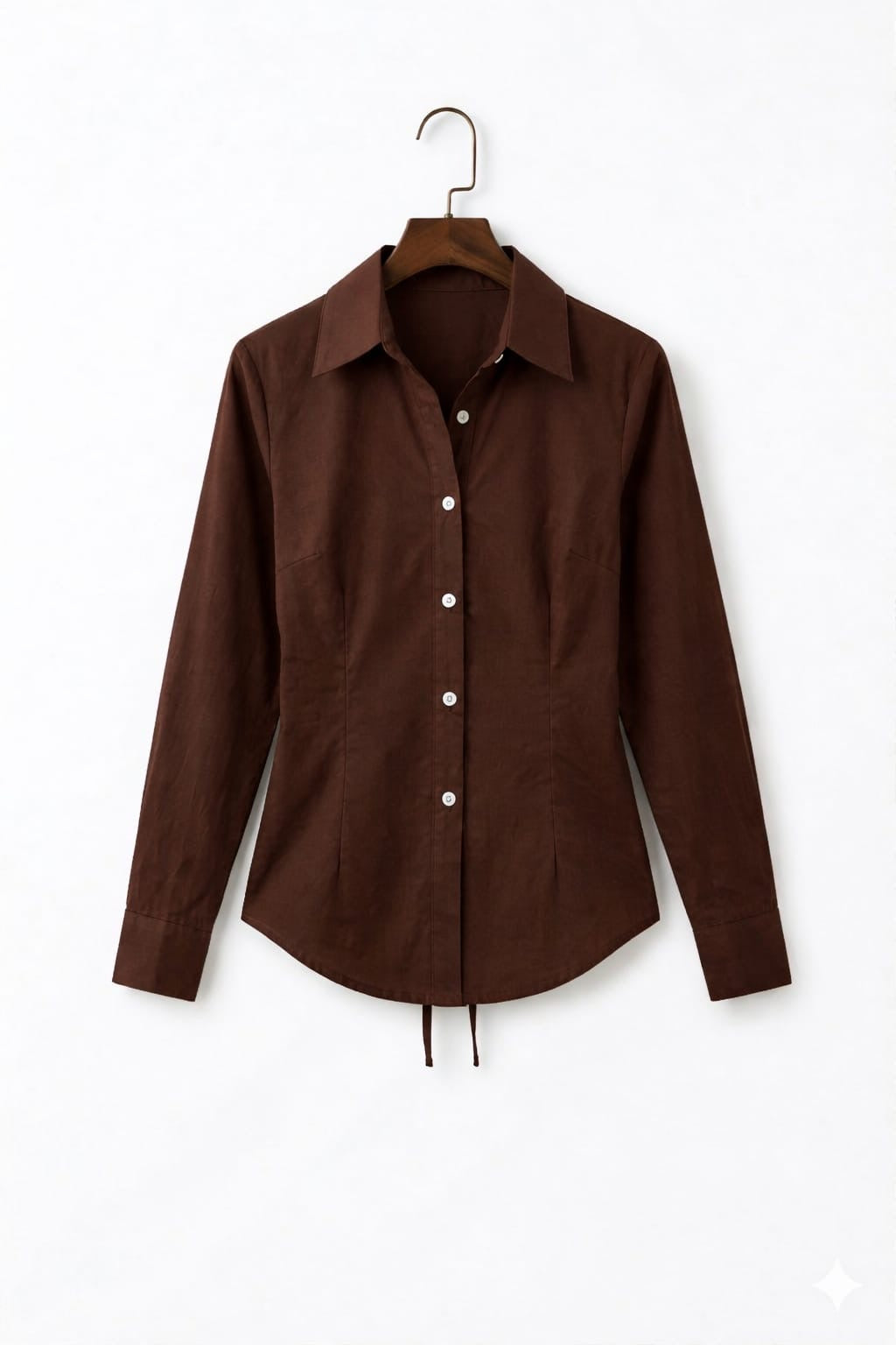 Dark Brown Fitted Button Down Shirt