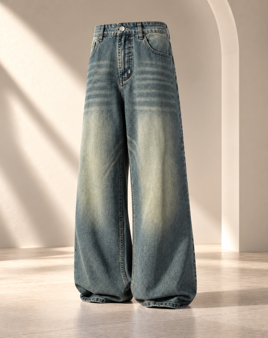 Shaded Greenish Vintage Wide Leg Jeans